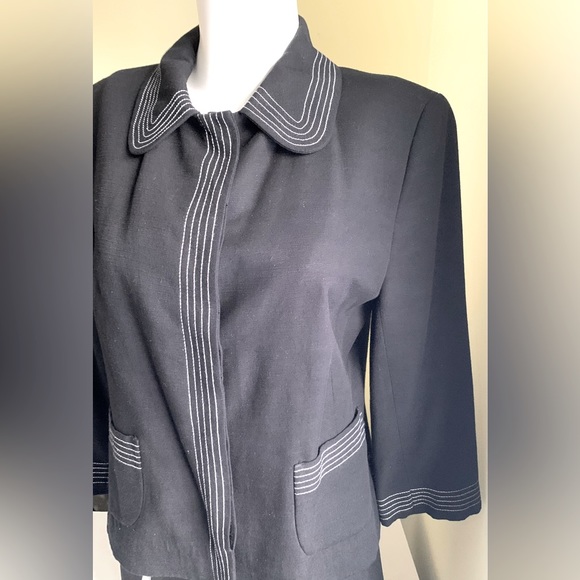 Zara black rayon blend short blazer jacket 3/4 sleeves collar two pockets US 10 - Picture 5 of 15